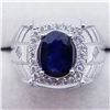 Image 1 : SILVER MEN'S SAPPHIRE CZ RING SIZE 9.5