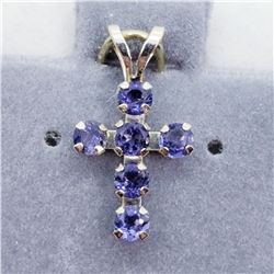 10K 6 SAPPHIRE CROSS PENDANT