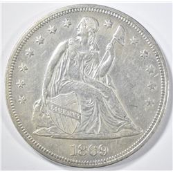 1869 SEATED LIBERTY DOLLAR  CH AU/UNC
