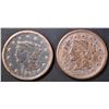Image 1 : 1847 & 1849 LARGE CENTS  XF IMPROPERLY CLEANED