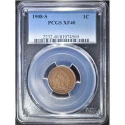 1908-S INDIAN CENT PCGS XF-40
