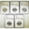 Image 1 : (5) 1964 WASHINGTON QUARTERS  NGC MS-66  TOUGH!