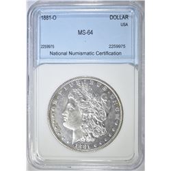 1881-O MORGAN DOLLAR NNC CH/GEM BU