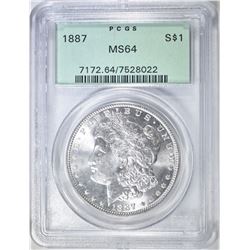 1887 MORGAN DOLLAR PCGS MS-64 OGH