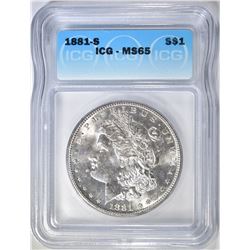 1881-S MORGAN DOLLAR  ICG MS-65