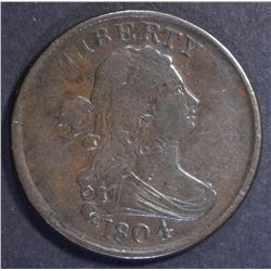 1804 DRAPED BUST HALF CENT, VF/XF NICE!