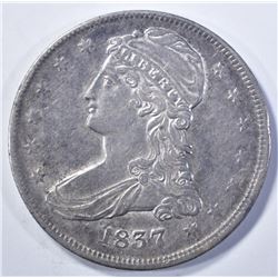1837 REEDED EDGE BUST HALF DOLLAR, AU