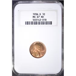 1936-D LINCOLN CENT NGC MS-67 RD