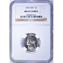 1967 SMS JEFFERSON NICKEL, NGC MS-67 CAMEO