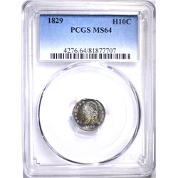 1829 BUST HALF DIME, PCGS MS-64 NICE!