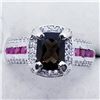 Image 1 : SMOKEY QUARTZ RUBY CZ RING SIZE 7.5