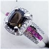 Image 3 : SMOKEY QUARTZ RUBY CZ RING SIZE 7.5