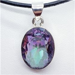 SILVER MYSTIC TOPAZ PENDANT NECKLACE