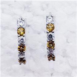 SILVER NATURAL CITRINE CZ EARRINGS