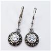 Image 1 : SILVER CZ AND MARCASITE LEVERBACK EARRINGS