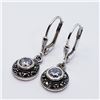 Image 2 : SILVER CZ AND MARCASITE LEVERBACK EARRINGS