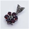 Image 3 : SILVER GARNET MARCASITE FLOWER SHAPE PENDANT