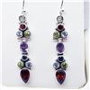Image 1 : SILVER PERIDOT AMETHYST GARNET EARRINGS