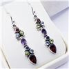 Image 2 : SILVER PERIDOT AMETHYST GARNET EARRINGS
