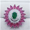 Image 1 : SILVER EMERALD GEMSTONE CZ RING SIZE 6