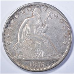 1875 SEATED HALF DOLLAR, AU/BU