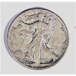 1921-S WALKING LIBERTY HALF DOLLAR, FINE