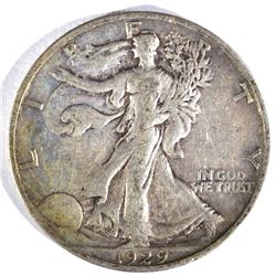 1929-S WALKING LIBERTY HALF DOLLAR, XF