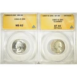 2-ANACS GRADED WASHINGTON QUARTERS: