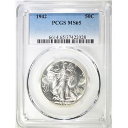 1942 WALKING LIBERTY HALF PCGS MS-65