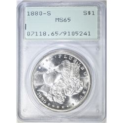 1880-S MORGAN DOLLAR PCGS MS-65 RATTLER HOLDER