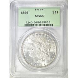 1896 MORGAN DOLLAR PCGS MG-64 OGH