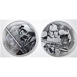 2-NIUE ONE OUNCE SILVER STAR WARS COINS