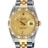 Image 1 : Rolex Mens Two Tone 14K Champagne Diamond Pyramid Bezel Datejust Watch