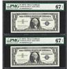 Image 1 : Lot of (2) Consecutive 1957A $1 Silver Certificate Notes PMG Superb Gem Unc 67EP