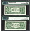 Image 2 : Lot of (2) Consecutive 1957A $1 Silver Certificate Notes PMG Superb Gem Unc 67EP