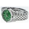Image 4 : Rolex Mens Stainless Steel Green Roman Diamond & Emerald Datejust Wristwatch