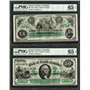 Image 1 : Matching Low Serial 1872 $20 & $50 South Carolina Obsolete Notes PMG Gem Unc. 65