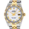 Image 1 : Rolex Mens Two Tone 14K MOP Roman Pyramid Diamond Bezel Datejust Wristwatch