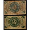 Image 2 : Lot of (2) Three Cent Fractional Currency Notes With Lamination On One