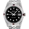 Image 2 : Rolex Mens Stainless Steel Black Diamond & Ruby Datejust Wristwatch