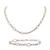 Image 1 : 14K White Gold Necklace and Bracelet Set