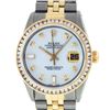 Image 2 : Rolex Mens Two Tone 14K MOP Diamond Datejust Wristwatch With Rolex Box