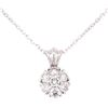 Image 2 : 14KT White Gold 0.50 ctw Diamond Cluster Pendant with Chain