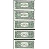 Image 2 : Lot of (5) Consecutive 1963B $1 Federal Reserve BARR STAR Notes