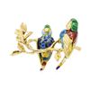 Image 1 : 18KT Yellow Gold Enameled Parrot Pin