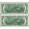 Image 2 : Lot of (2) Consecutive 1976 $2 Federal Reserve Notes First Day Issue with Stamps