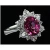 Image 2 : 14KT White Gold 3.70 ctw Oval Cut Pink Tourmaline and Diamond Band Ring