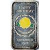 Image 1 : November 1974 Happy Birthday Enamel Silver Art Bar