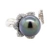 Image 1 : 18KT White Gold 0.46 ctw Diamond and Tahitian Pearl Ring