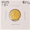 Image 1 : 1925-D $2 1/2 Indian Head Quarter Eagle Gold Coin